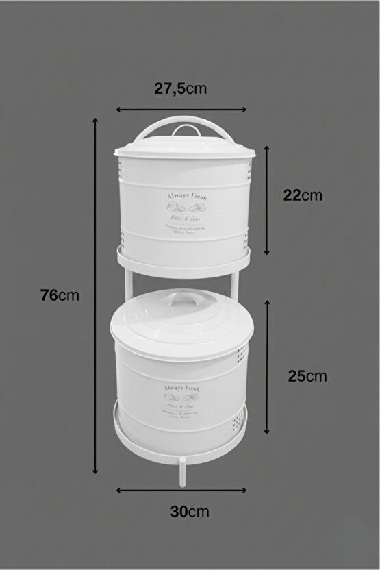 Beyaz Maxi Metal Patates Soğanlık Dev Boy Patates Soğan Saklama Kovası Sebzelik