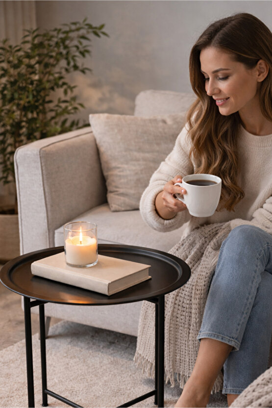 Katlanır Tepsili Metal Sehpa Çok Amaçlı Çıkarılabilir Tepsili Sehpa