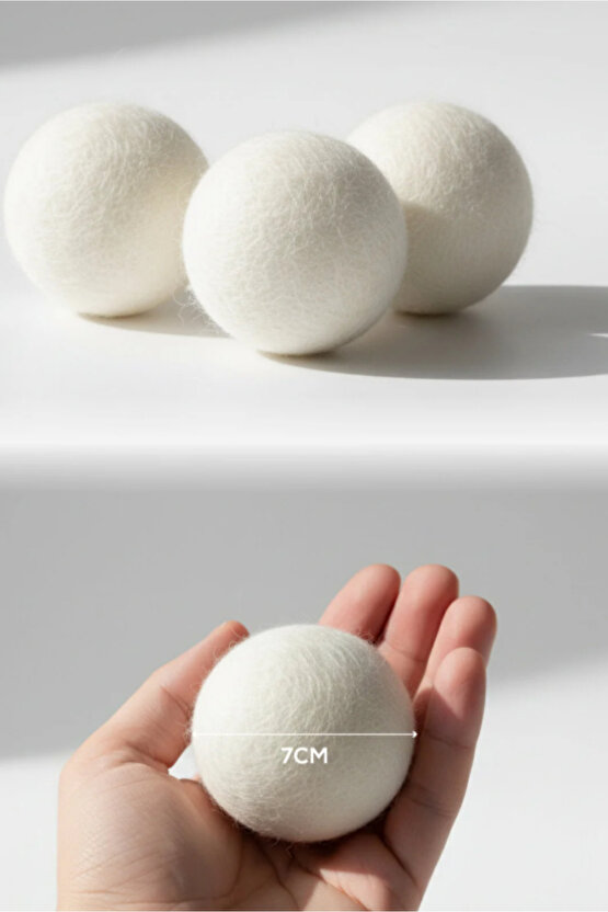 3lü Çamaşır Yün Kurutma Topu