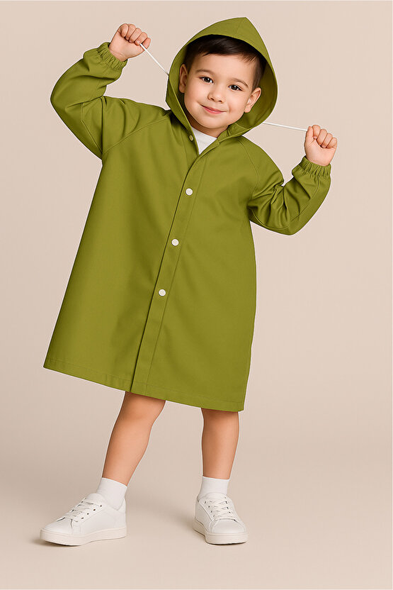 Çocuk Boy Eva Su Geçirmez Kaliteli Uzun Yağmurluk