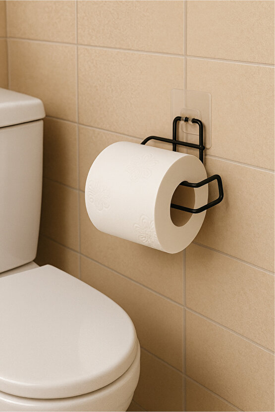 Yapışkanlı Metal Siyah Tuvalet Kağıtlığı Wc Kağıtlık Tuvalet Kağıtlık Askısı