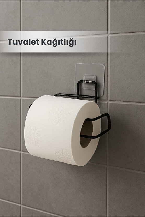 Yapışkanlı Metal Siyah Tuvalet Kağıtlığı Wc Kağıtlık Tuvalet Kağıtlık Askısı