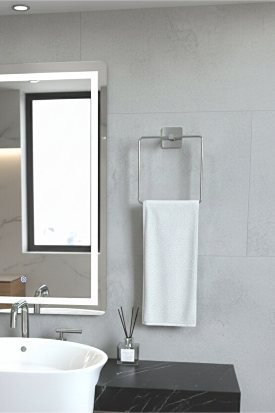 Yapışkanlı Krom Havluluk Kare Banyo Pratik Havluluk
