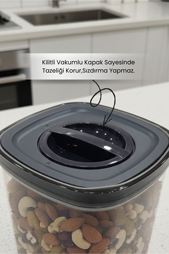 6lı Locko Kilitli Sızdırmaz Saklama Kabı Vakumlu Erzak Kabı 2L