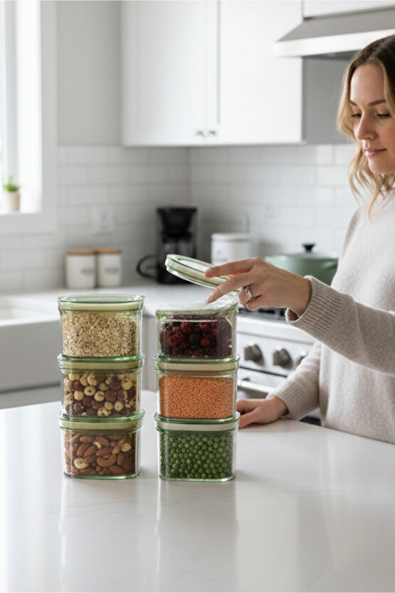 6lı Clario Sızdırmaz Saklama Kabı Vakumlu Erzak Kabı 0,7 L