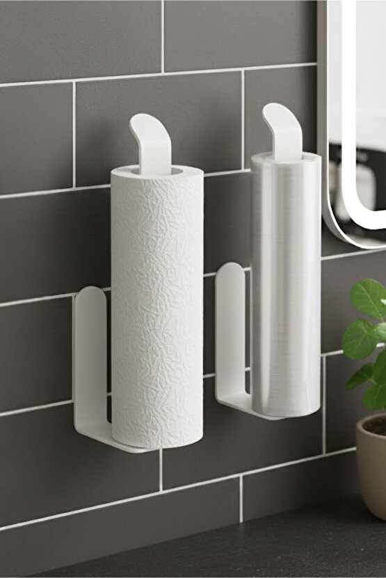 Yapışkanlı Duvar Tipi Metal Havluluk – Modern Kağıt Havlu Tutucu - Havlu Askısı