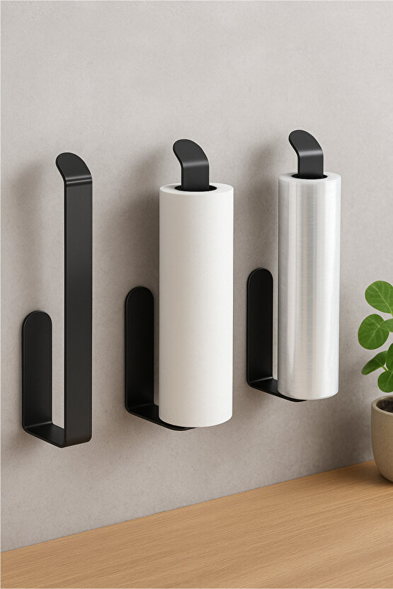 Yapışkanlı Duvar Tipi Metal Havluluk – Modern Kağıt Havlu Tutucu - Havlu Askısı