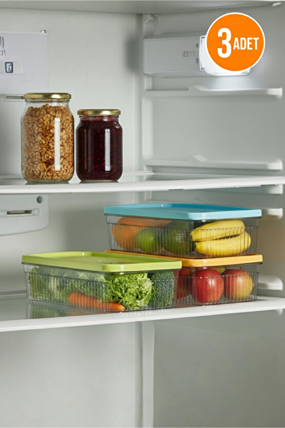 3lü Buzdolabı Organizer Saklama Kabı Buzdolabı Düzenleyici 3x1.80 L