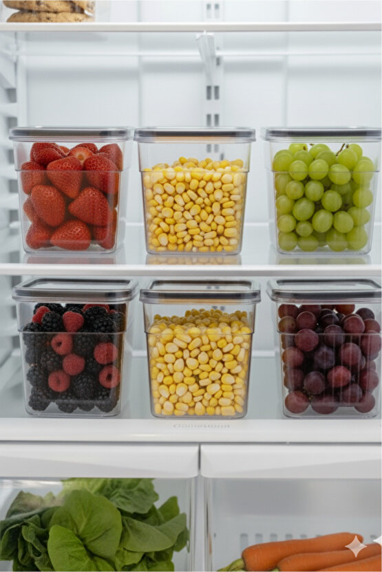 6lı Şeffaf Sızdırmaz Vakumlu Erzak Saklama Kabı Bakliyat Saklama Kutusu 1,6 L