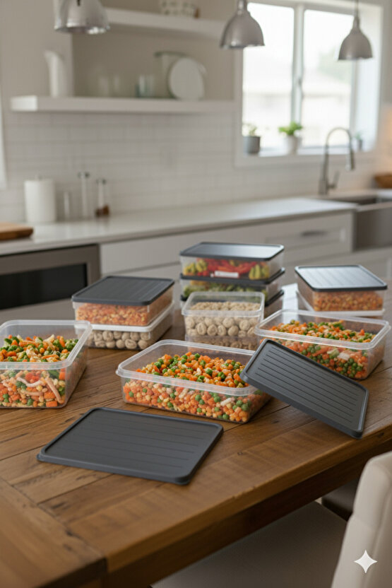 24lü Şeffaf Saklama Kabı Buzdolabı Dondurucu Difrize Uygun Düzenleyici Set 8x2400 ml - 16x1200 ml