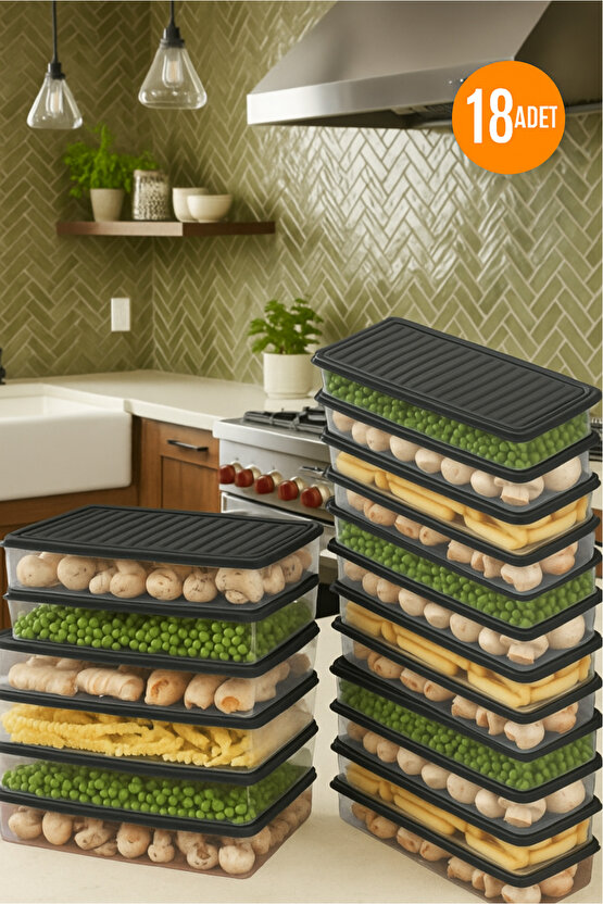 24lü Şeffaf Saklama Kabı Buzdolabı Dondurucu Difrize Uygun Düzenleyici Set 8x2400 ml - 16x1200 ml