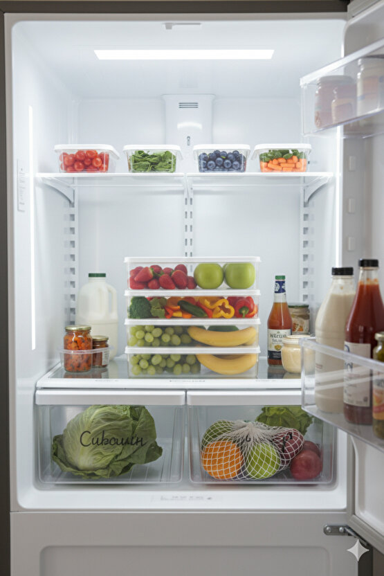 18li Şeffaf Saklama Kabı Buzdolabı Dondurucu Difrize Uygun Düzenleyici Set 6x2400 ml - 12x1200 ml