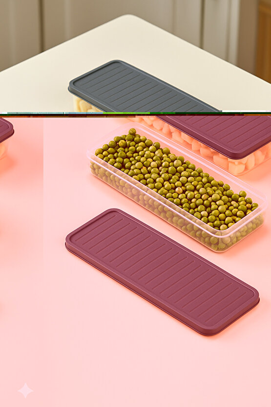 8li Şeffaf Saklama Kabı Buzdolabı Dondurucu Difrize Uygun Süzenleyici Set 8x1200 ml