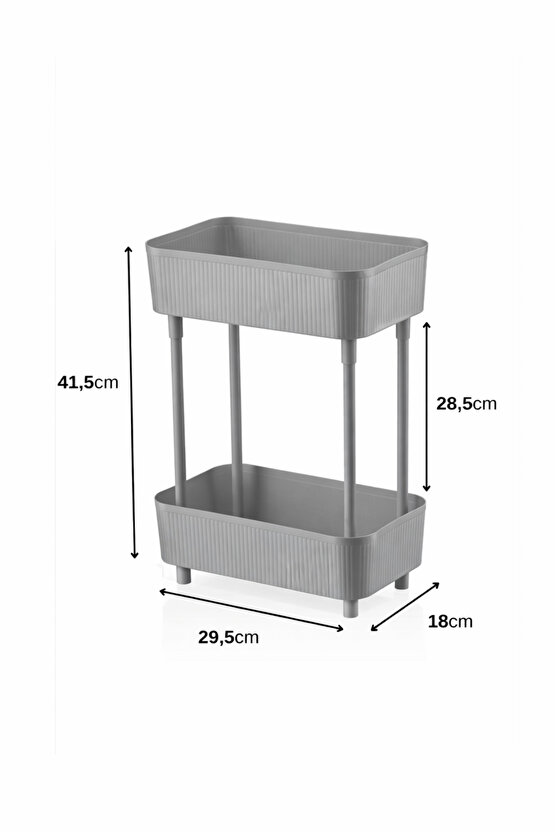 Düzenleyici 2 Katlı Gri Raf -Dolap İçi & Tezgah Üstü Banyo Deterjanlık Mutfak Evye Altı Organizer