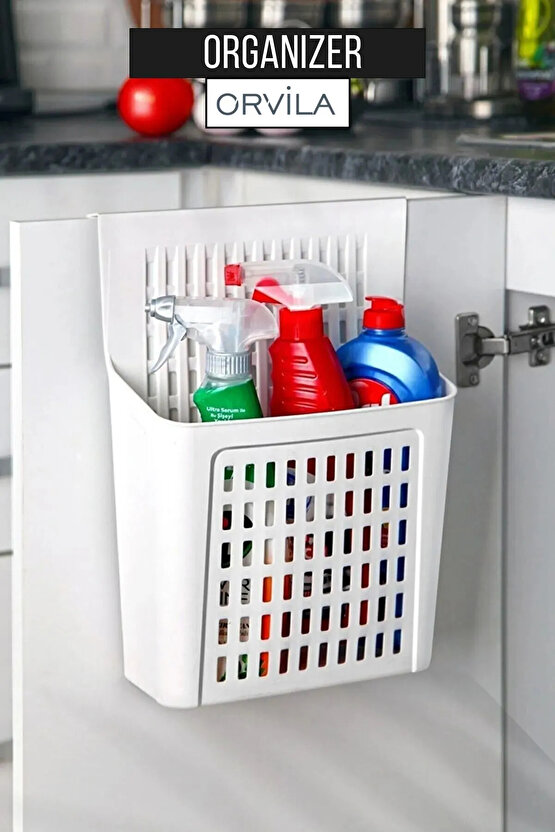 2 Adet - Dolap Kapağına Asılabilir Organizer Sepet