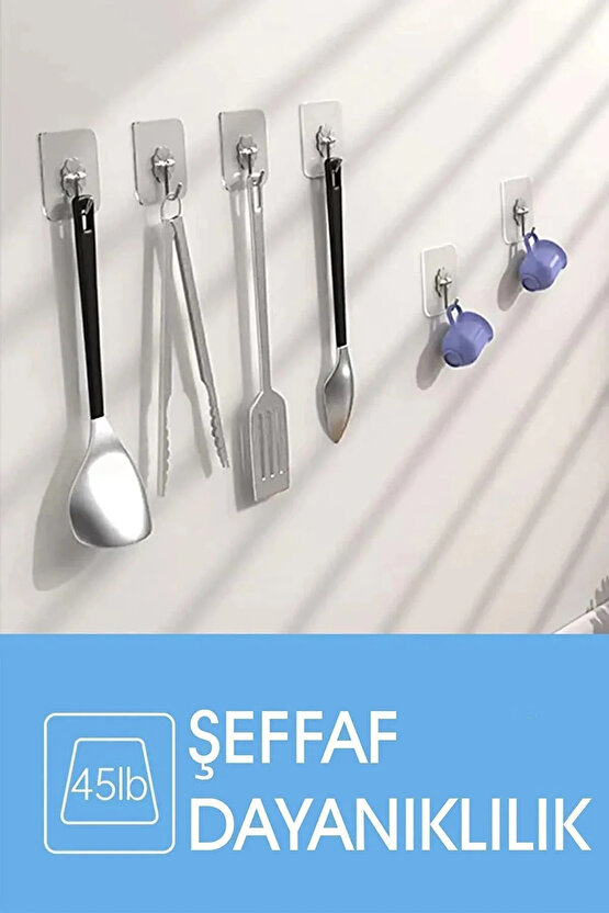 10 Adet - Kendinden Yapışkanlı Çok Amaçlı Kancalı Askı