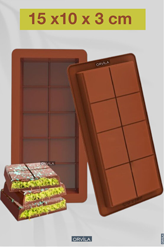 2 Adet Kare Çikolata Kalıbı Dubai Çikolatası Yapma Kalıbı |Silikon 8li Yapışmaz Bar