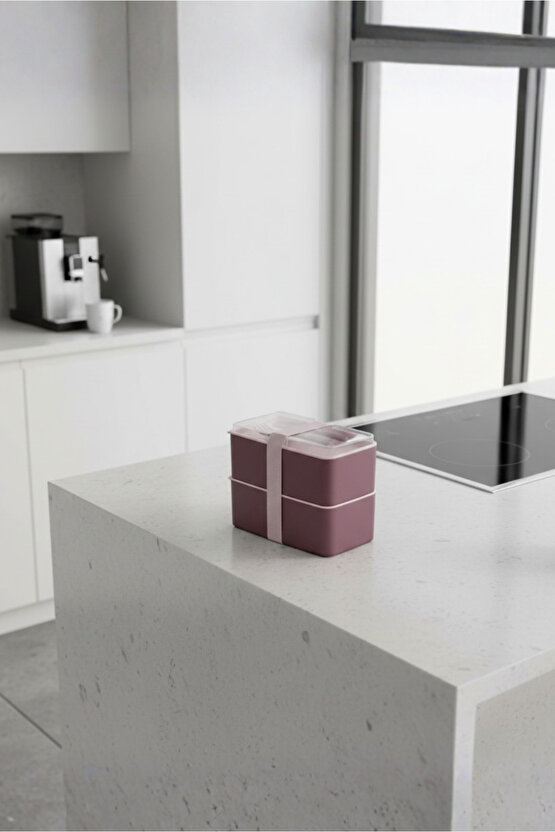 Mega Boy 2 Katlı Yemek Saklama Kabı 2 Litre - Kendinden Çatal Kaşık Servisli Lunch Box Set