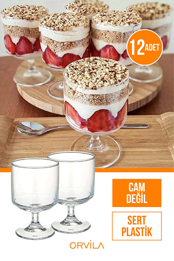 Plastik Magnolia Tatlı Sunum Bardağı | 12li Mika Magnolya Dondurma Puding Kasesi (CAM DEĞİLDİR)