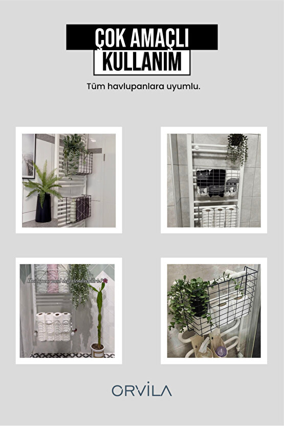 2li Asılabilir Havlupan Düzenleyici Banyo Havluluk Kurutma Sepeti Tuvalet Kağıdı Organizeri