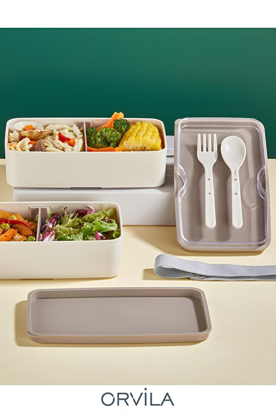 2 Kat Yemek Saklama Kabı Beslenme Kutusu Seti - Sporcu Diyet Öğrenci Fitness Okul Işyeri Sefer Tası