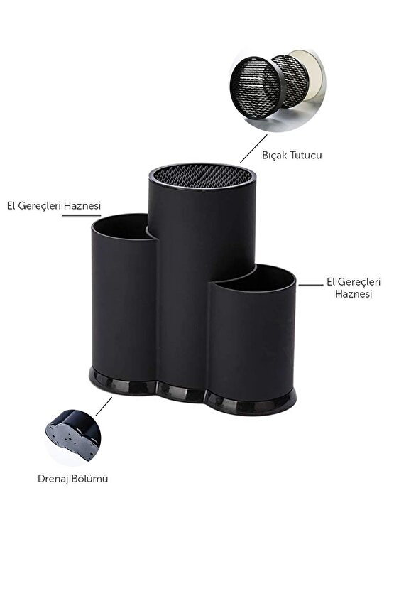 Tezgah Üstü Bıçaklık Kaşıklık Ve Kepçelik Düzenleyici Organizer - Siyah