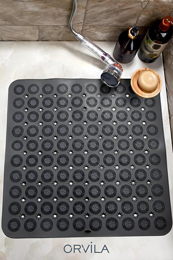 Silikon Kaydırmaz Taban Masajlı Duşakabin ve Banyo Paspası - Kare Banyo ve Küvet İçi Masajlı Paspas