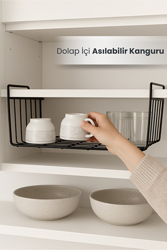 Dolap Içi Asılabilir Kanguru Model Düzenleyici Raf 36cm - Siyah