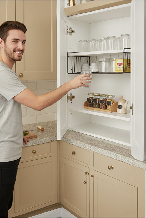 Dolap Içi Asılabilir Kanguru Model Düzenleyici Raf 36cm - Siyah