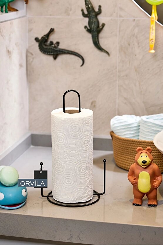 Rulo Kağıt Havluluk - Paslanmaz Metal Siyah Peçetelik