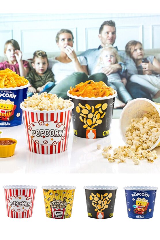 Siyah Popcorn Patlamış Mısır Kovası - Cips ve Çerez Kutusu