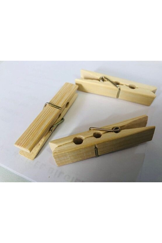 36 Adet - Bambu Mandal, Hobi Mandalı, Ahşap Mandal, Tahta Mandal - Çamaşır Mandalı