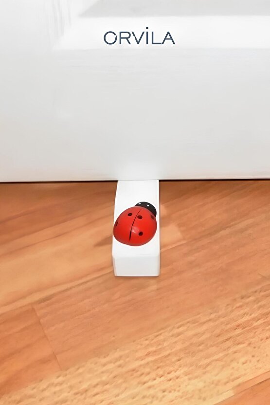 Beyaz Uğur Böcekli Kapı Altı Durdurma Stoperi