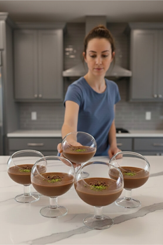 Plastik Kadeh Ayaklı Magnolia Tatlı Sunum Bardağı | 6lı Mika Magnolya Kasesi (CAM DEĞİLDİR)