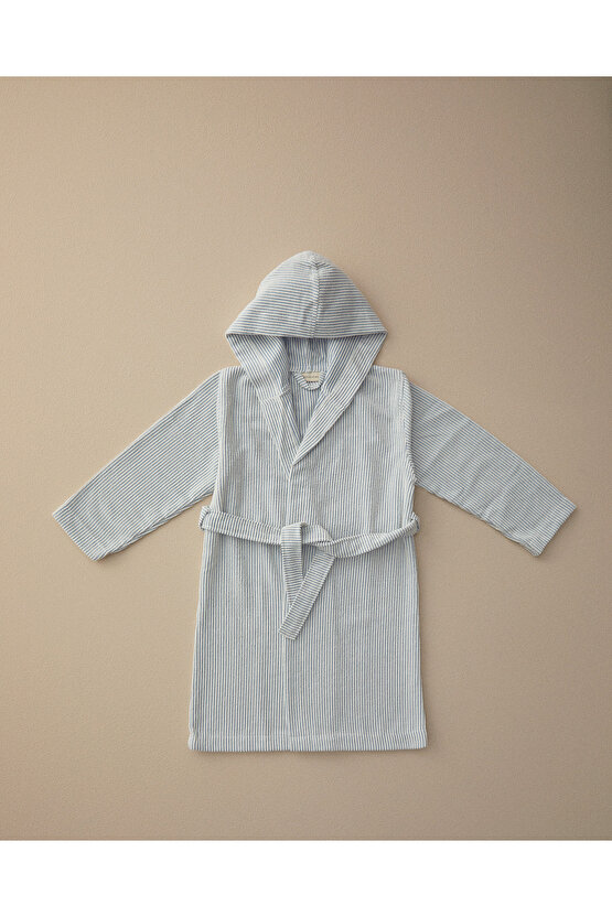 %100 Pamuklu Çocuk Bornoz Mavi