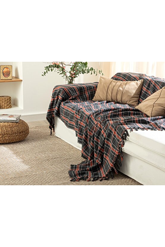 Felicita Pamuk Dokuma Koltuk Örtüsü 170x180 Antrasit