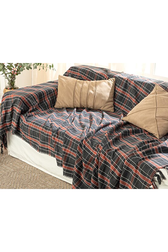 Felicita Pamuk Dokuma Koltuk Örtüsü 170x180 Antrasit