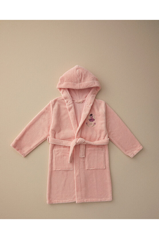 Fairy Triga %100 Pamuklu Çocuk Bornoz Pudra