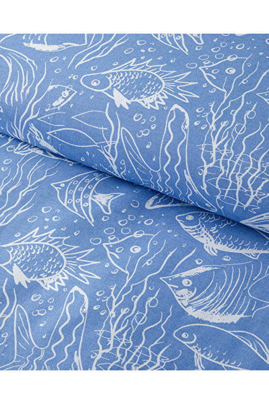 Underwater Wonders King Size Nevresim Seti Koyu Mavi