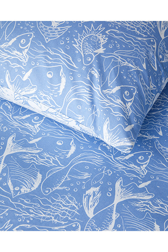 Underwater Wonders King Size Nevresim Seti Koyu Mavi