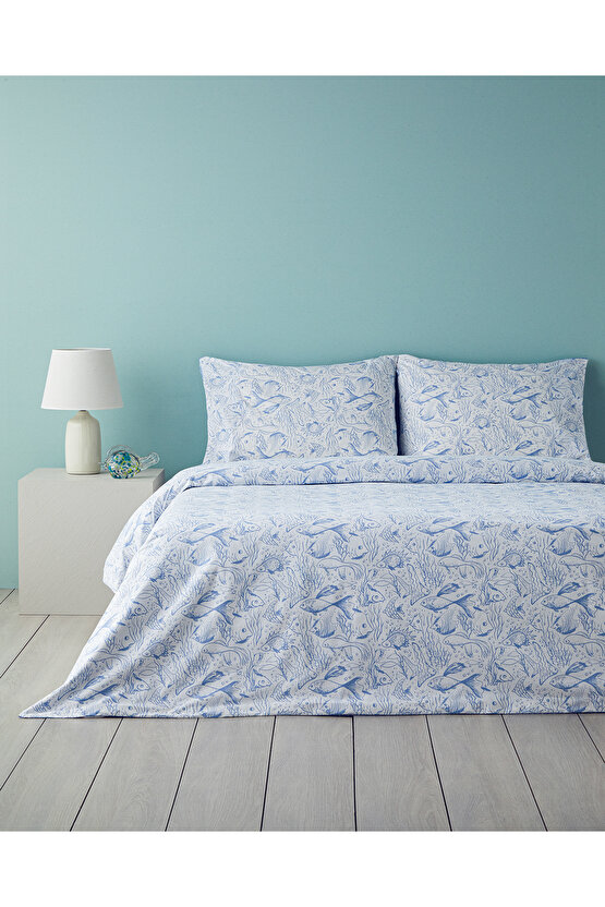 Underwater Wonders King Size Nevresim Seti Koyu Mavi