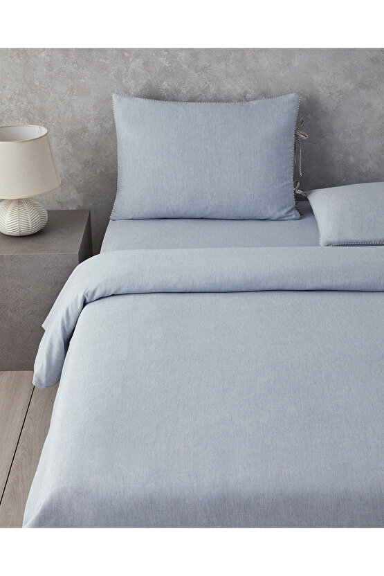 Comfy Plain Tek Kişilik Nevresim Takımı Mavi - Bej