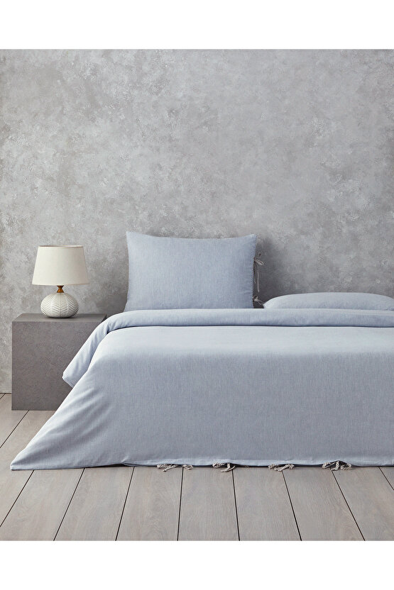 Comfy Plain Tek Kişilik Nevresim Takımı Mavi - Bej