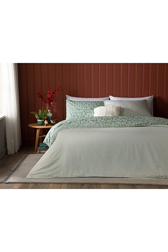 Olive Branch Crep Double Person Set Lenjerä±e De Pat 200x220 Cm Green