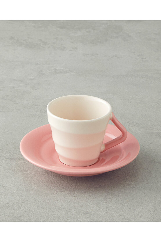Valora Seramik 4 Parça 2 Kişilik Kahve Fincan Takımı 90 ml Pembe