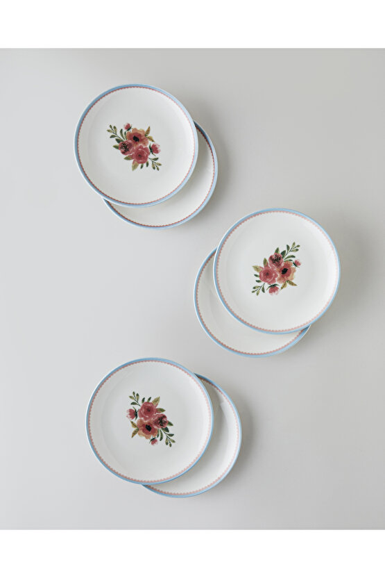 Lilya Porselen 6lı Pasta Tabağı 19 cm Renkli