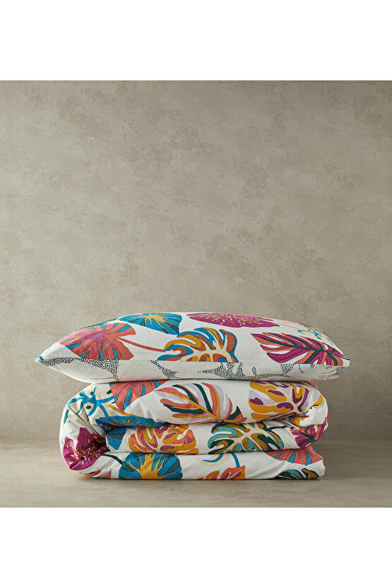 Leaf Jungle Tek Kişilik Nevresim Seti Fuşya