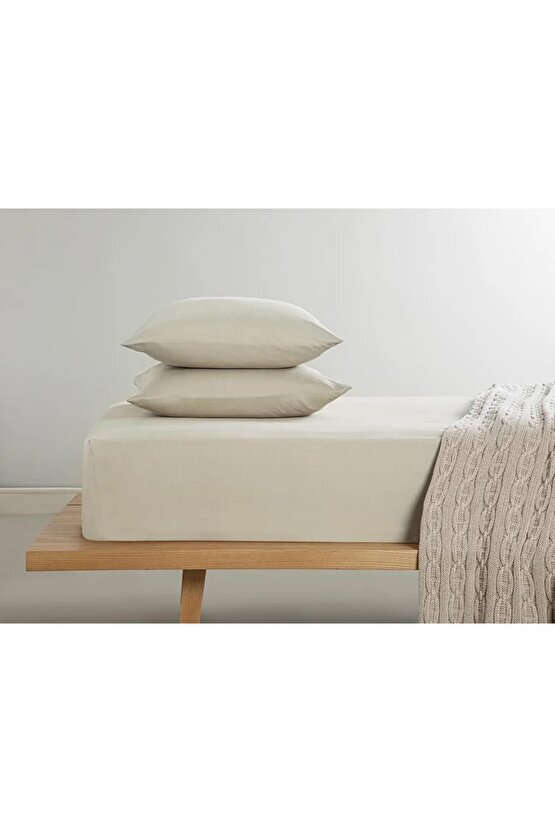 Novella Premium Soft Cotton Tek Kişilik Lastikli Çarşaf Tkm 100x200 Cm Bej