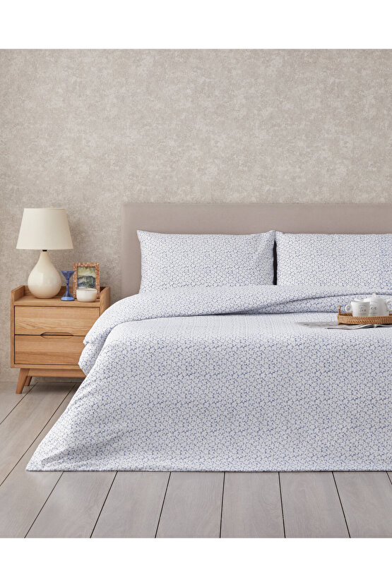 Sweet Violet Kolay Ütülenir Çift Kişilik Çarşaflı Nevresim Takımı 200x220 cm Koyu Mavi