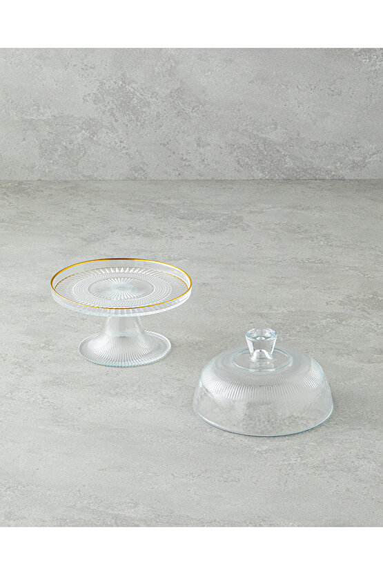 Glimmer Cam Ayaklı Sunumluk 16 cm Şeffaf-Gold